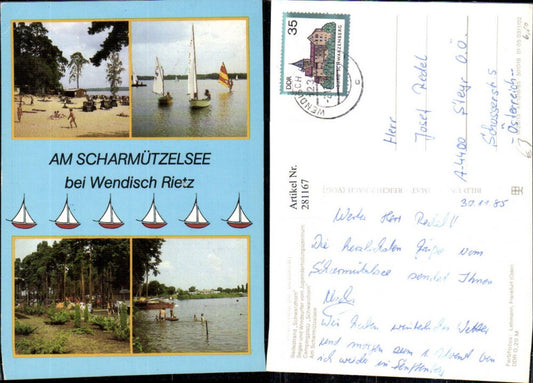 281167, Wendisch Rietz Scharmützelsee bathing beach sailors windsurfers campsite multi-image map