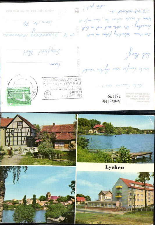 281179, Lychen Oberpfuhlsee FDGB Recreation Home Bertolt Brecht Multi-view postcard