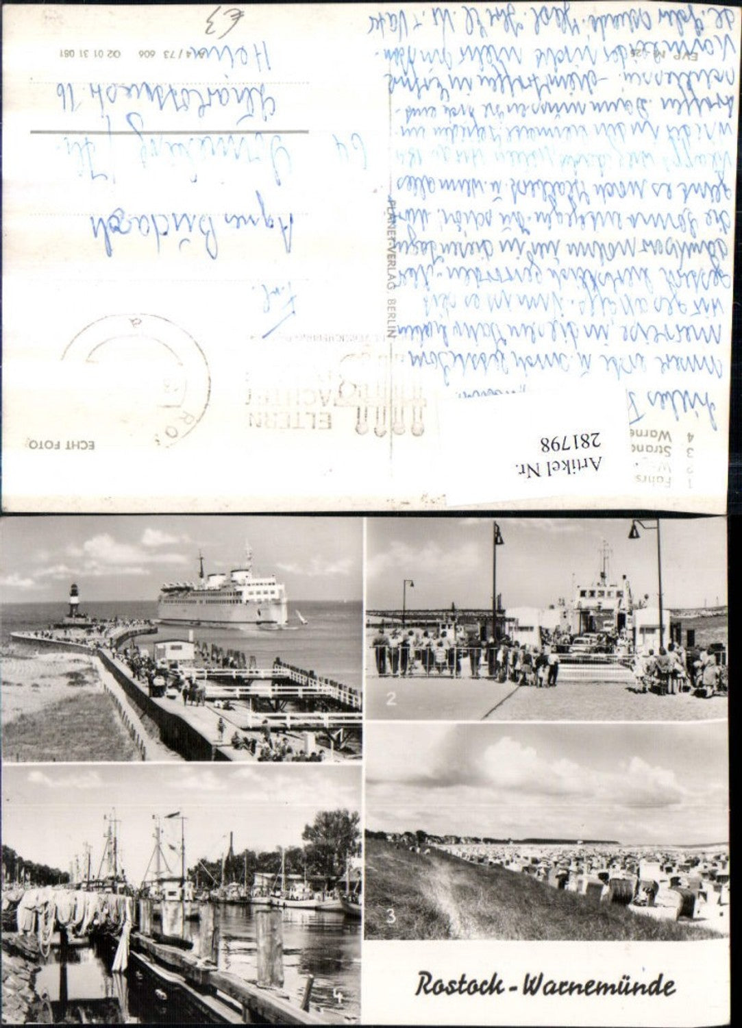 281798, Rostock Warnemünde ferry car ferry beach beach life multi-view postcard 