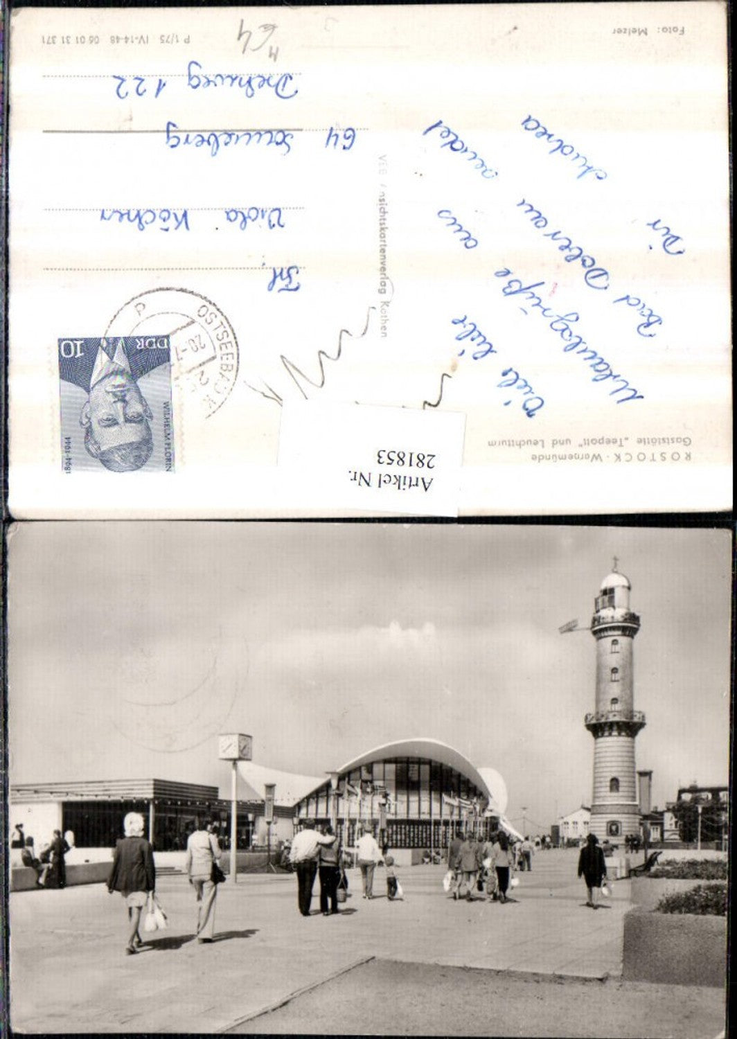 281853, Rostock Warnemünde Restaurant Teepott and Lighthouse 