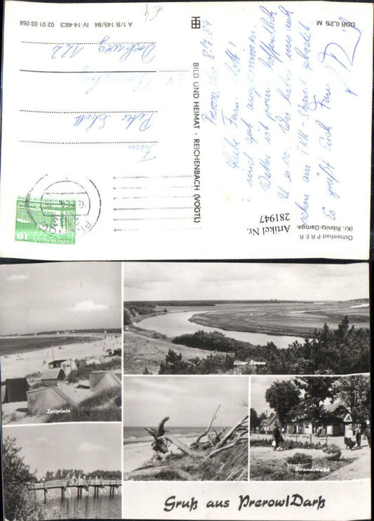 281947, Greetings from Prerow Darß Strom Strandstraße Campsite Camping Multi-image postcard 
