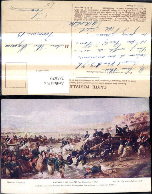283629, Artist Ak IAA Pils Bataille de L Alma 1854 Battle Cannon Soldiers