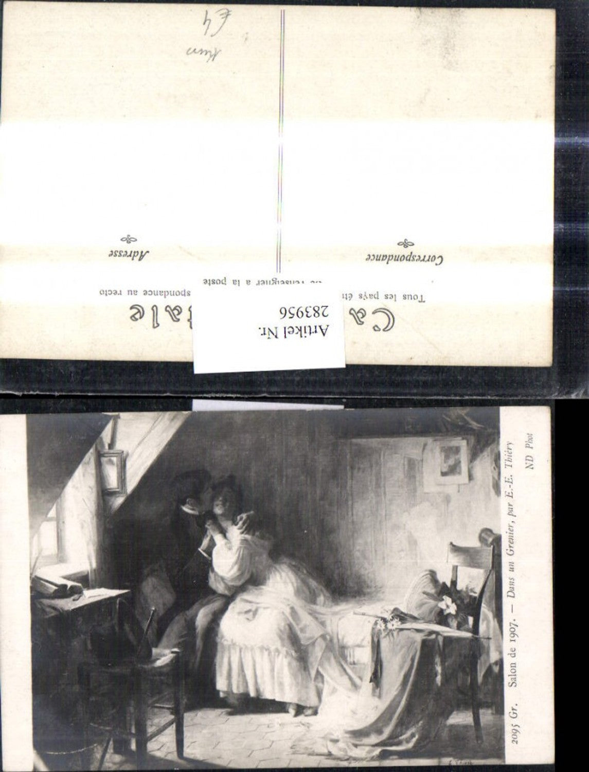 283956,Künstler Ak E. E. Thiery Dans un Grenier Kuss Liebe Paar