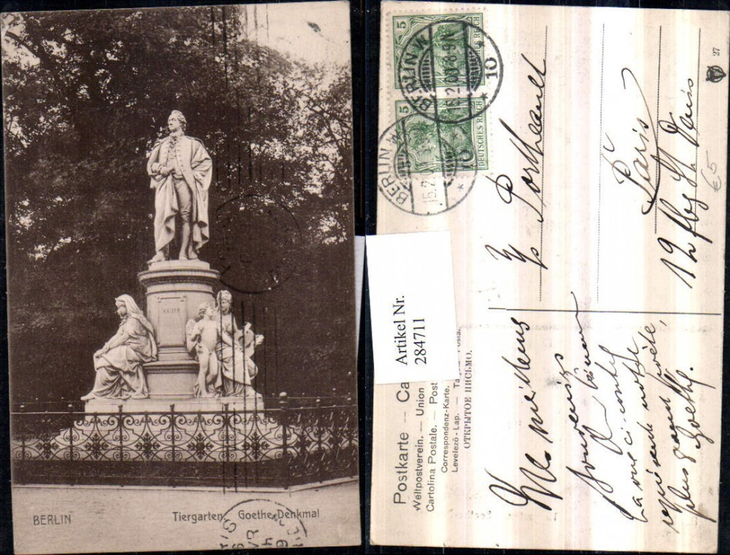 284711, Berlin Tiergarten Goethe Monument