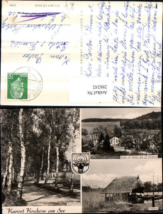 286242, Krakow am See, Gruber See Fishing Park, Jönrberg, Goetheallee, multi-image postcard, VEB 2/449 