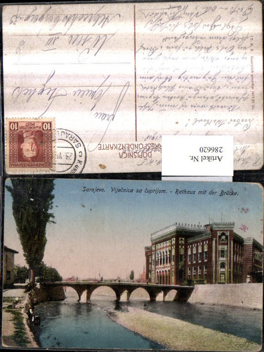 286620,Sarajevo Vijecnica sa cuprijom Town hall with bridge