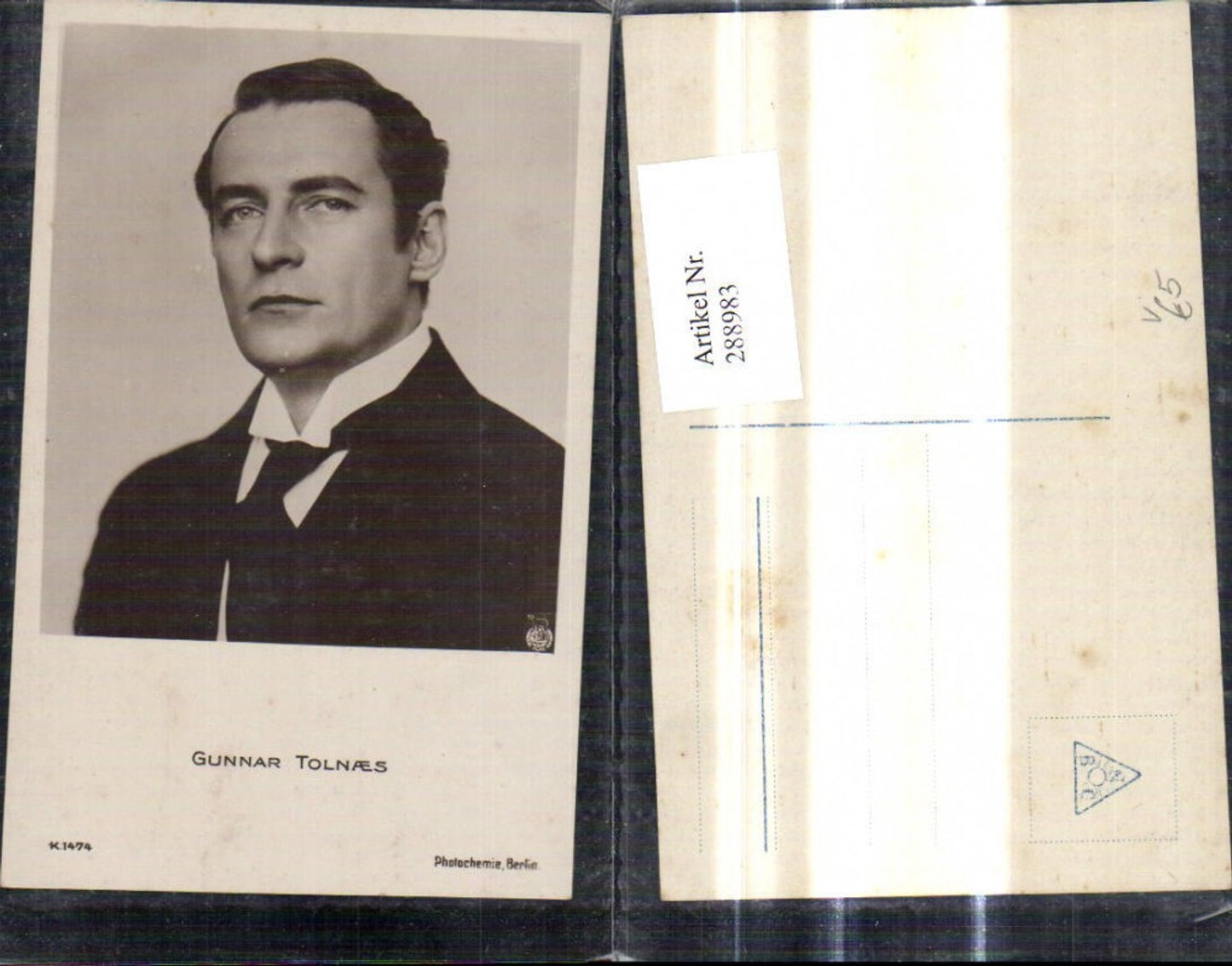 288983, actor Gunnar Tolnaes pub Photochromie Berlin K 1474