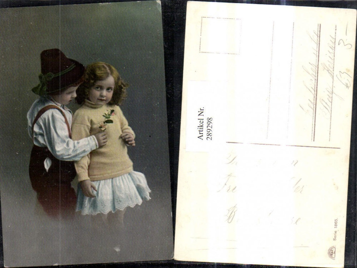 289298,Kinder Bub Junge i. Tracht Hut Mädchen Blume Rose