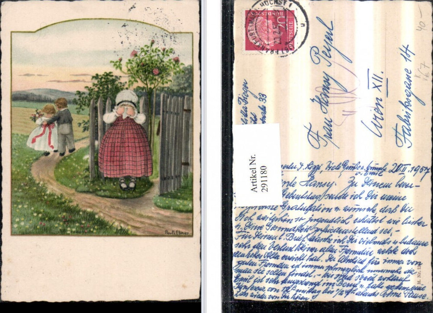 291180, Artist AK Pauli Ebner Children Love Girl Cries Pub M. Munk 1263