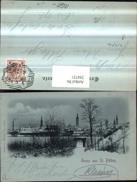 294737, Mont Litho AK Greetings from St. Pölten Total winter scene