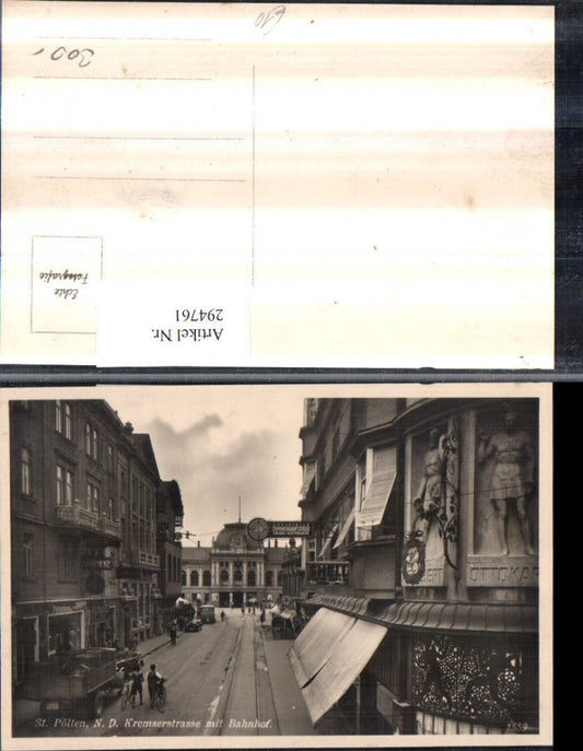 294761, St. Pölten Kremserstraße with train station, street view, pharmacy