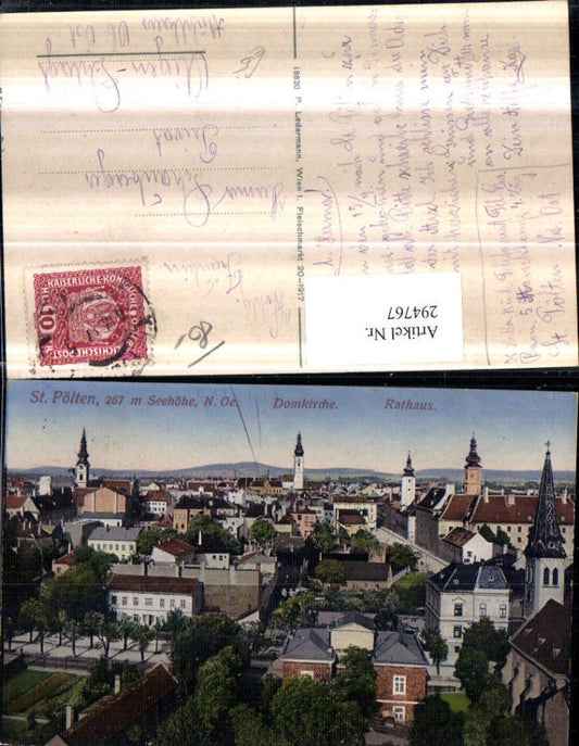 294767, St. Pölten Total view including town hall and cathedral