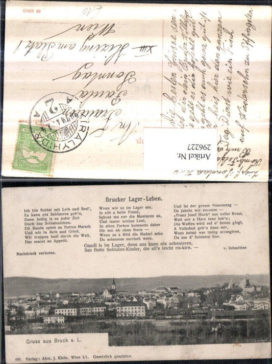 296227, Greetings from Bruck an der Leitha Total Brucker Camp Life Text Poem