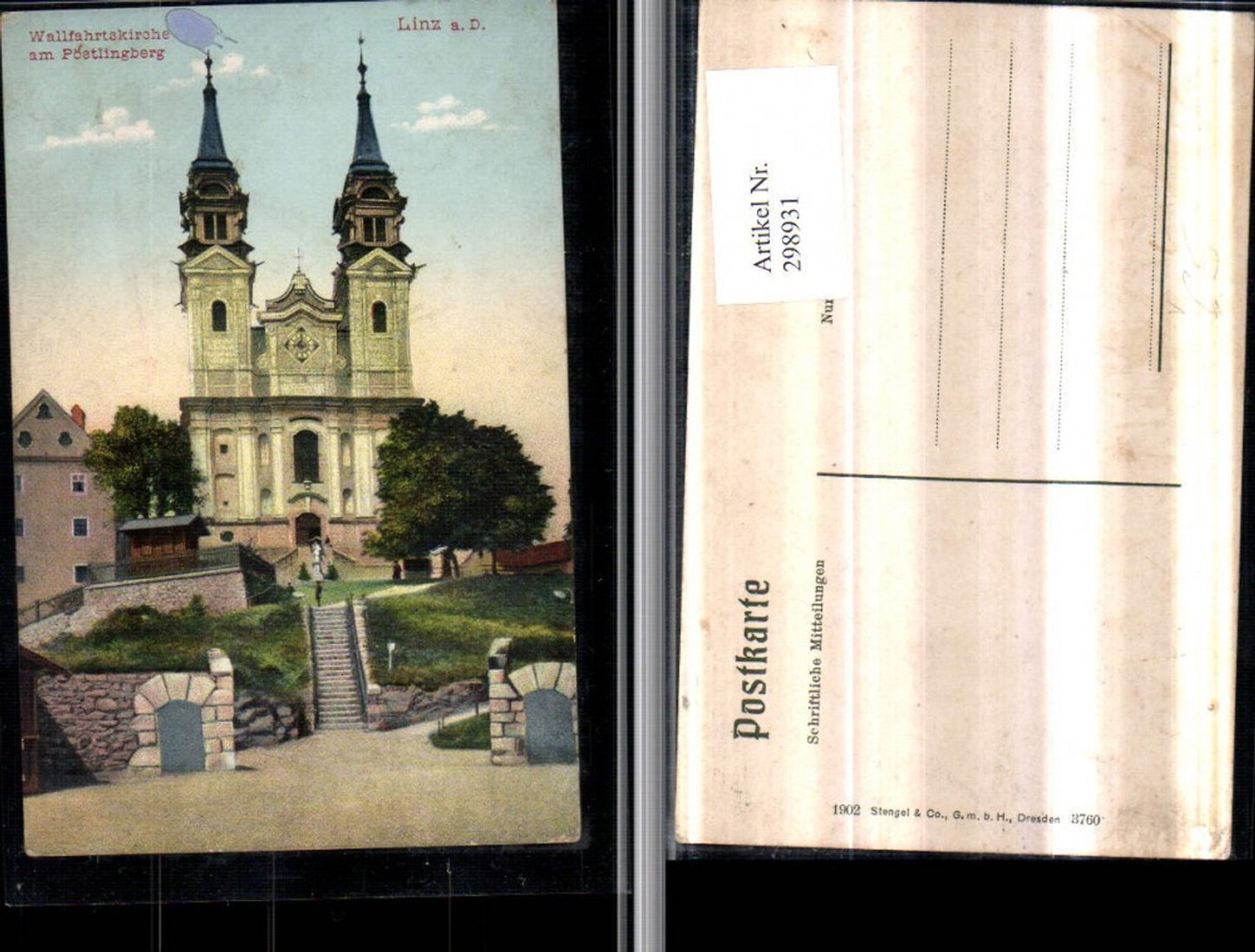 298931, Linz on the Danube, pilgrimage church, Church on Pöstlingberg, pub Stengel &amp; Co., 3760