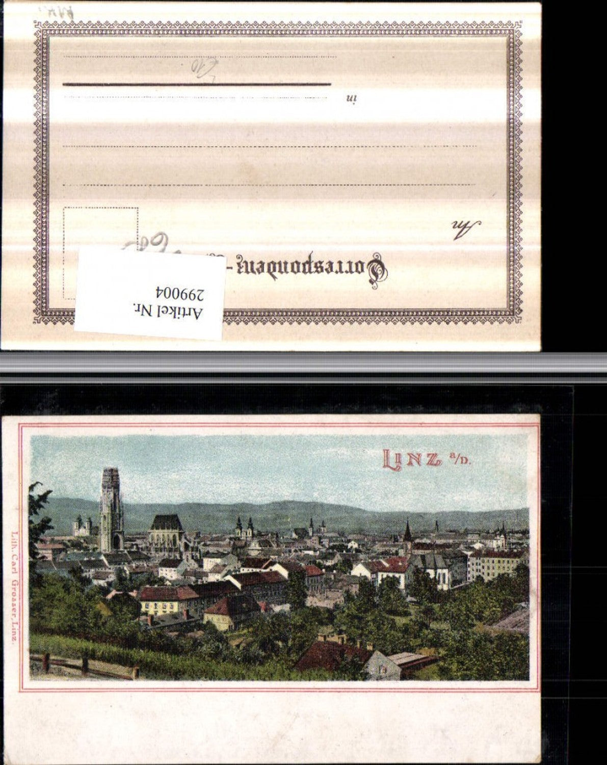 299004, Litho AK Linz an d. Danube long shot