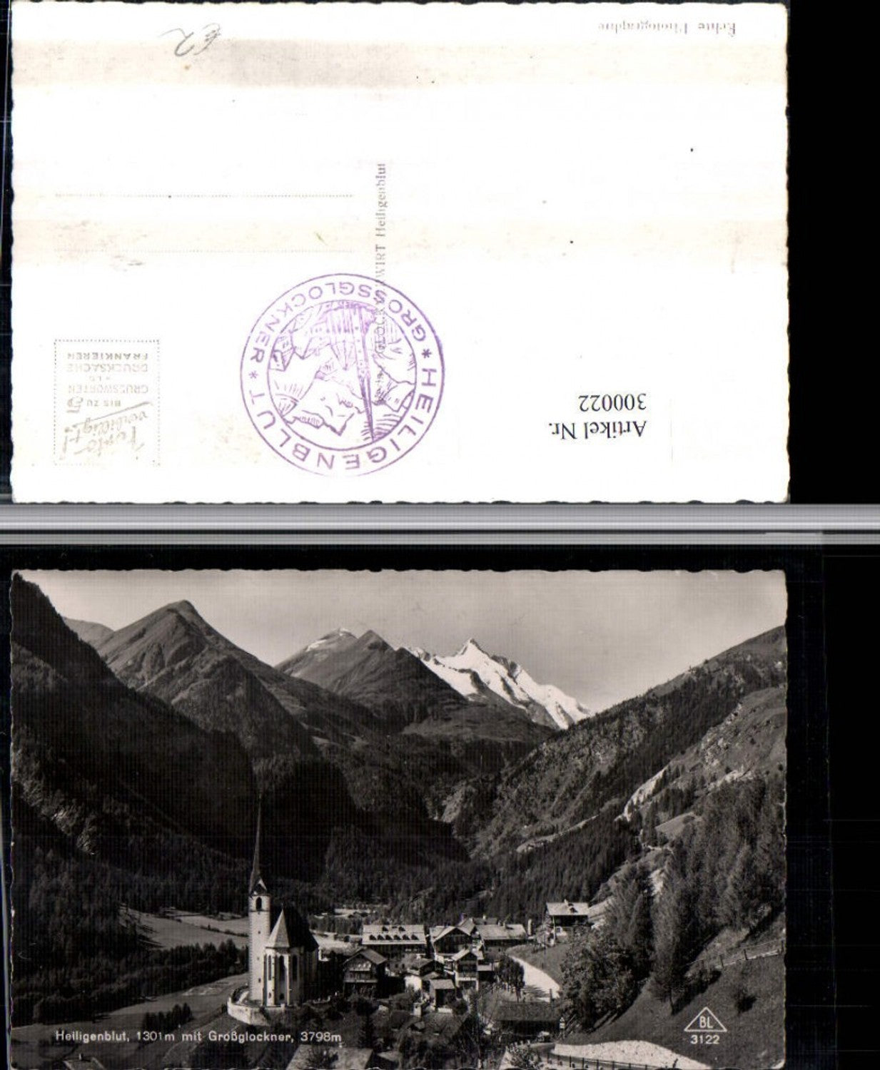 300022, Heiligenblut: Church view with Großglockner mountain backdrop