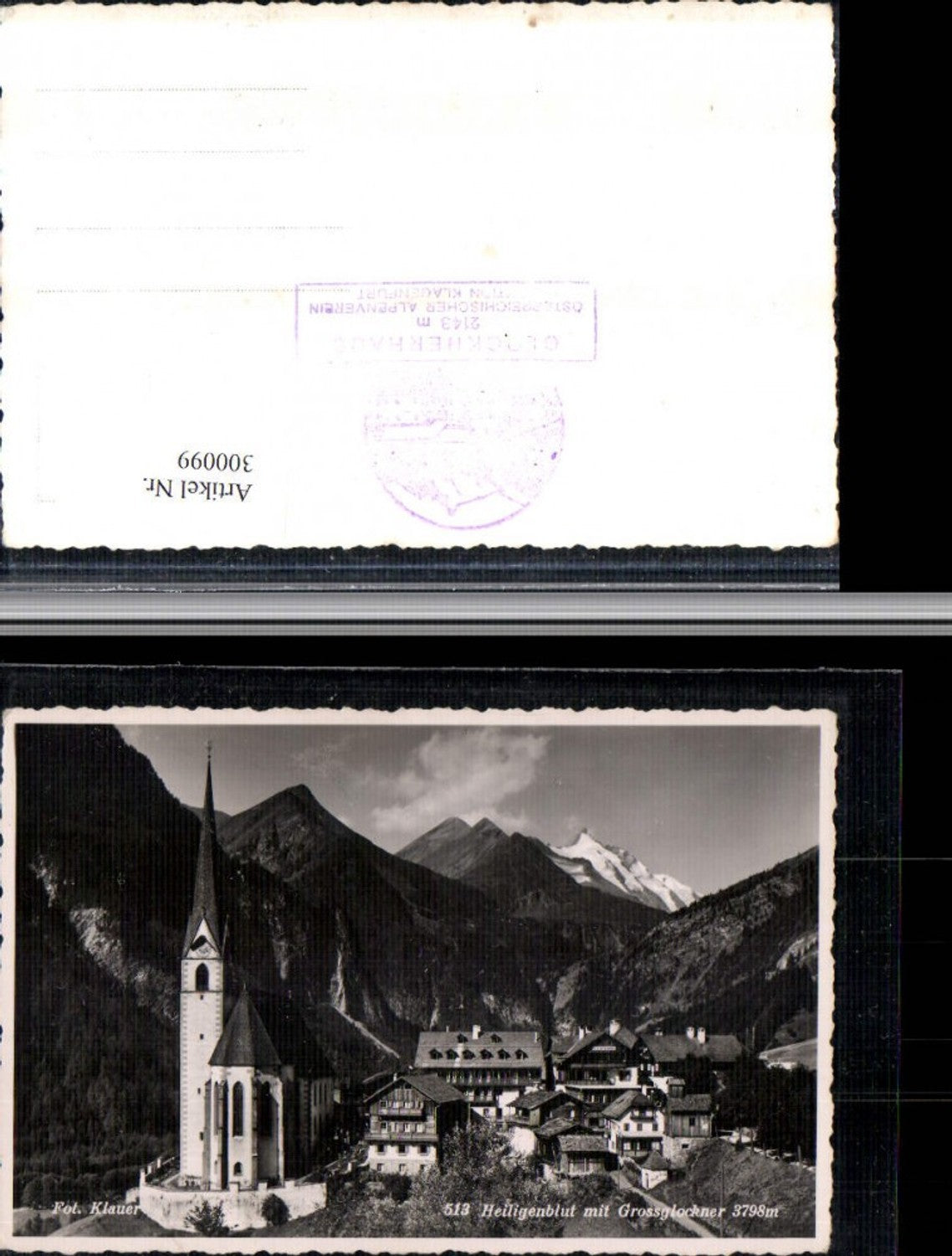 300099, Heiligenblut Partial view of church with Großglockner mountain backdrop
