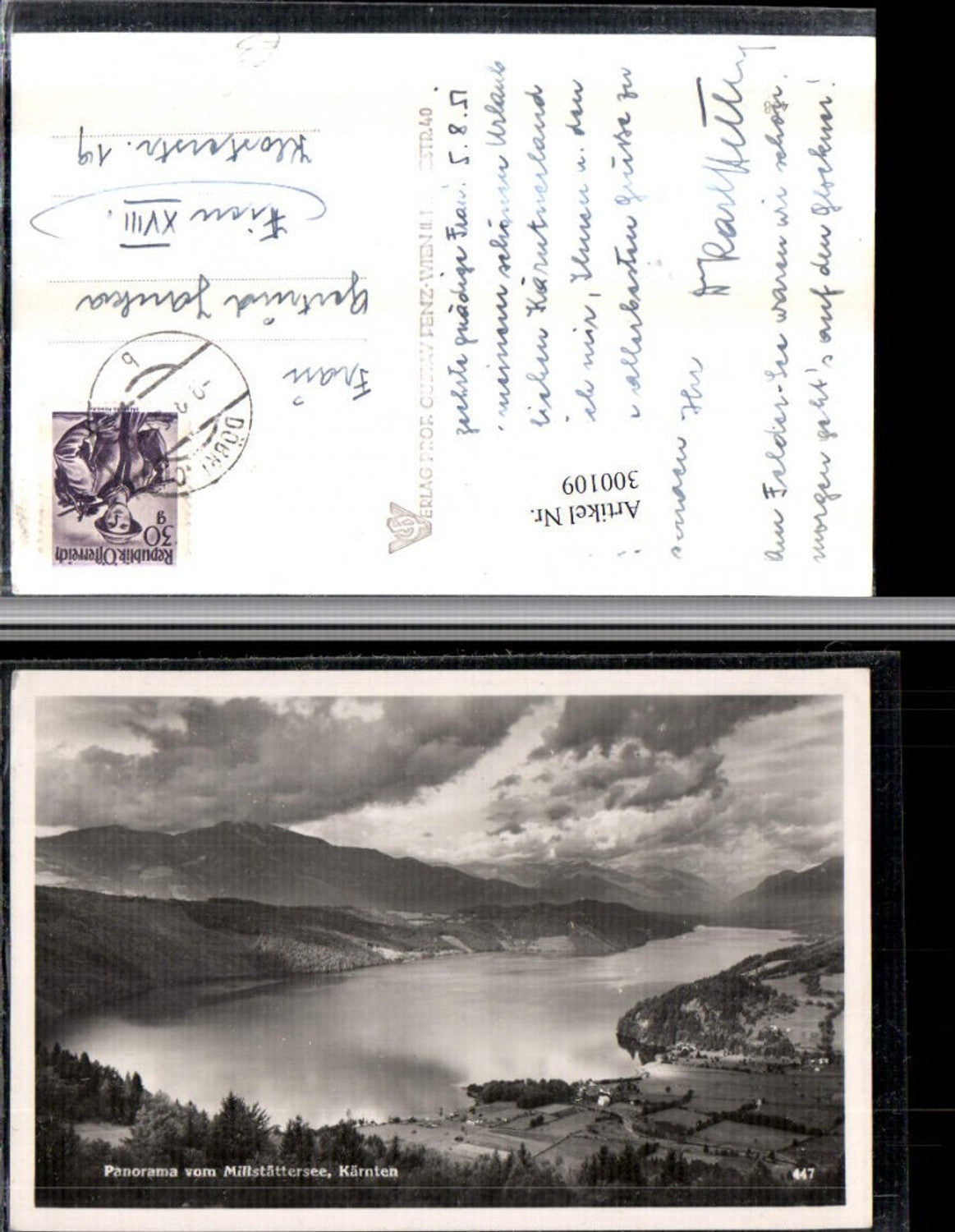 300109, Panorama of Lake Millstatt, total mountain scenery