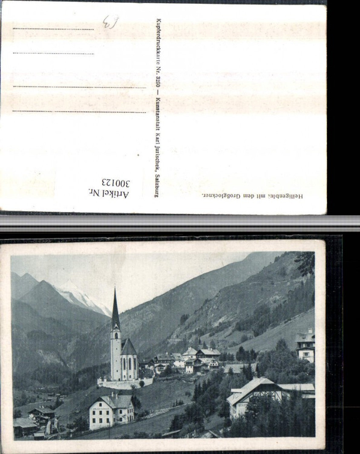 300123, Heiligenblut: Church view with Großglockner mountain backdrop