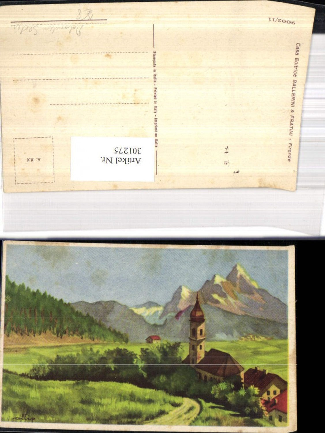 301275,Künstler Ak Allip Dolomiten Sexten Kirche Dorf Landschaft Bergkulisse