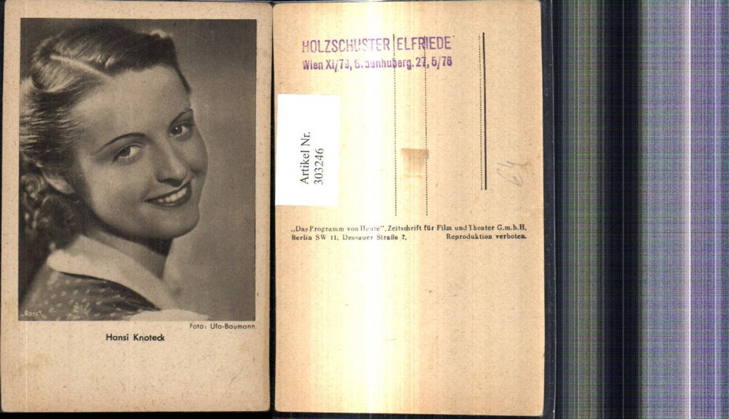 303246, Hansi Knoteck, actress, pub Ross