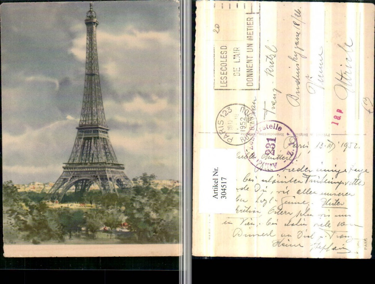 304517,Künstler AK Paris La Tour Eiffel Eiffelturm