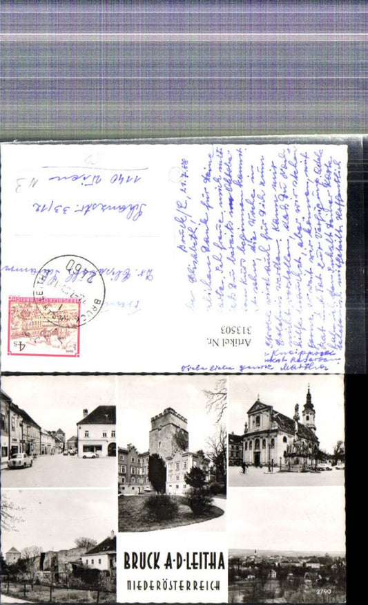 313503, Multi-image photo Ak Bruck an der Leitha Church partial view
