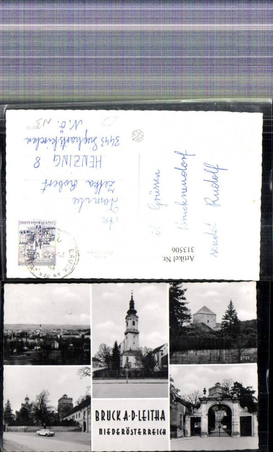 313506, Multi-image photo Ak Bruck an der Leitha Church partial view