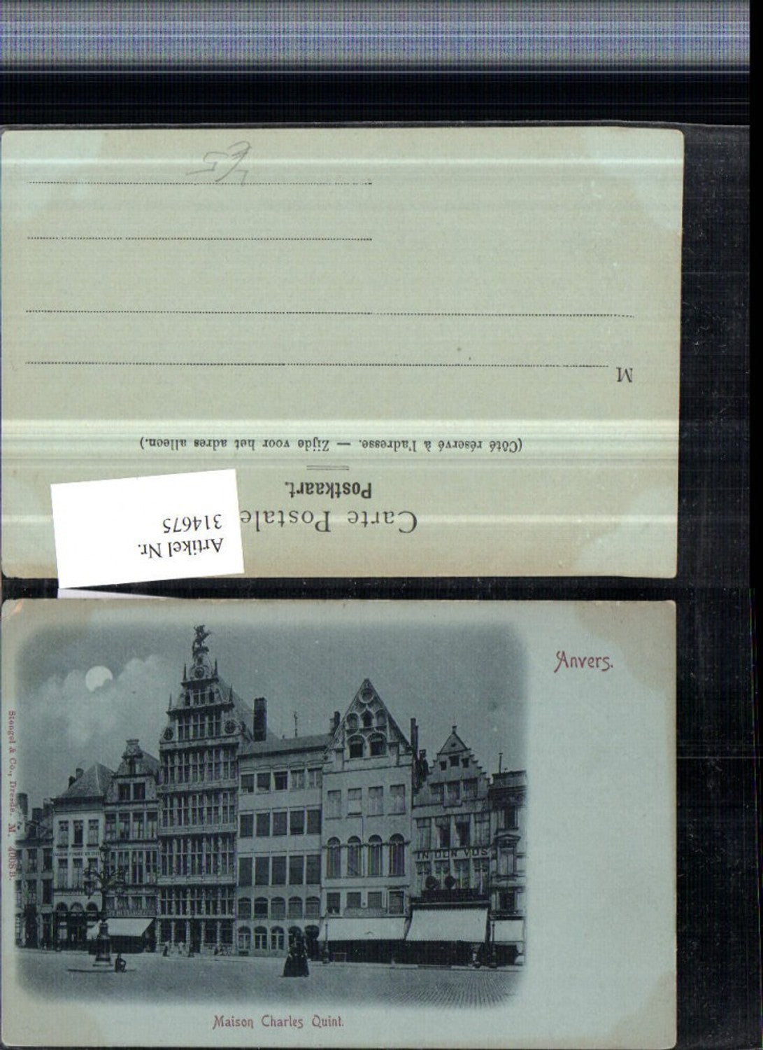 314675,Mond Litho Anvers Antwerpen Maison Charles Quint Geschäfte pub Stengel &amp; Co 4008