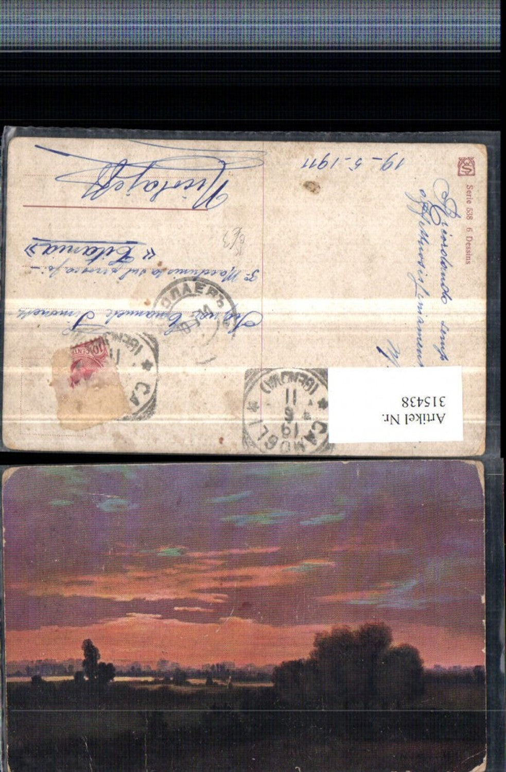 315438,Künstler AK Landschaft Sonnenuntergang