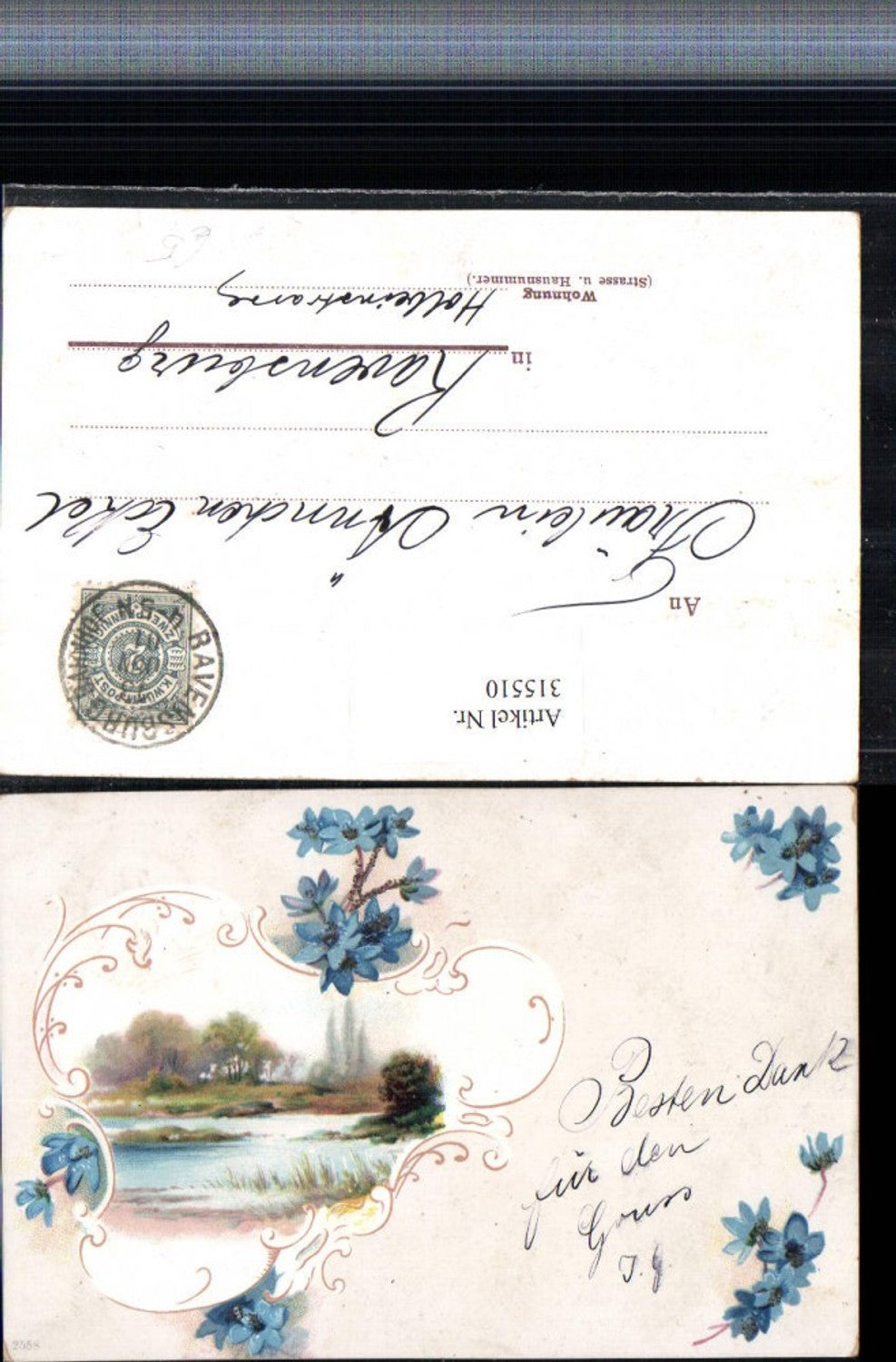 315510,Künstler AK Landschaft Passepartout Blumen