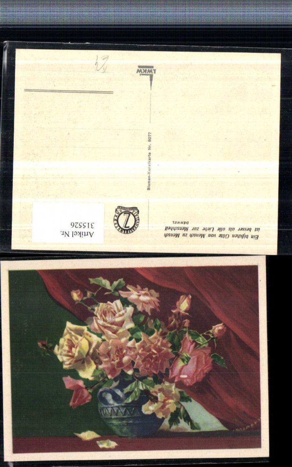 315526,Künstler AK Rosenstrauß Rosen Vase