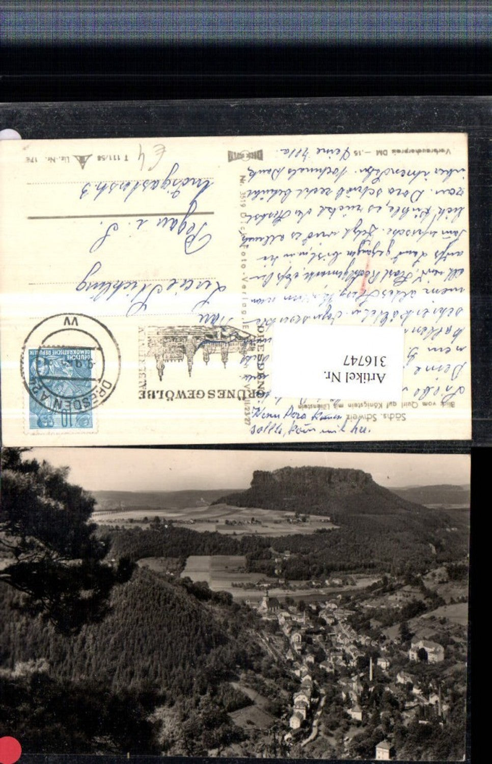 316747, View from Quirl towards Königstein with Lilienstein, total view