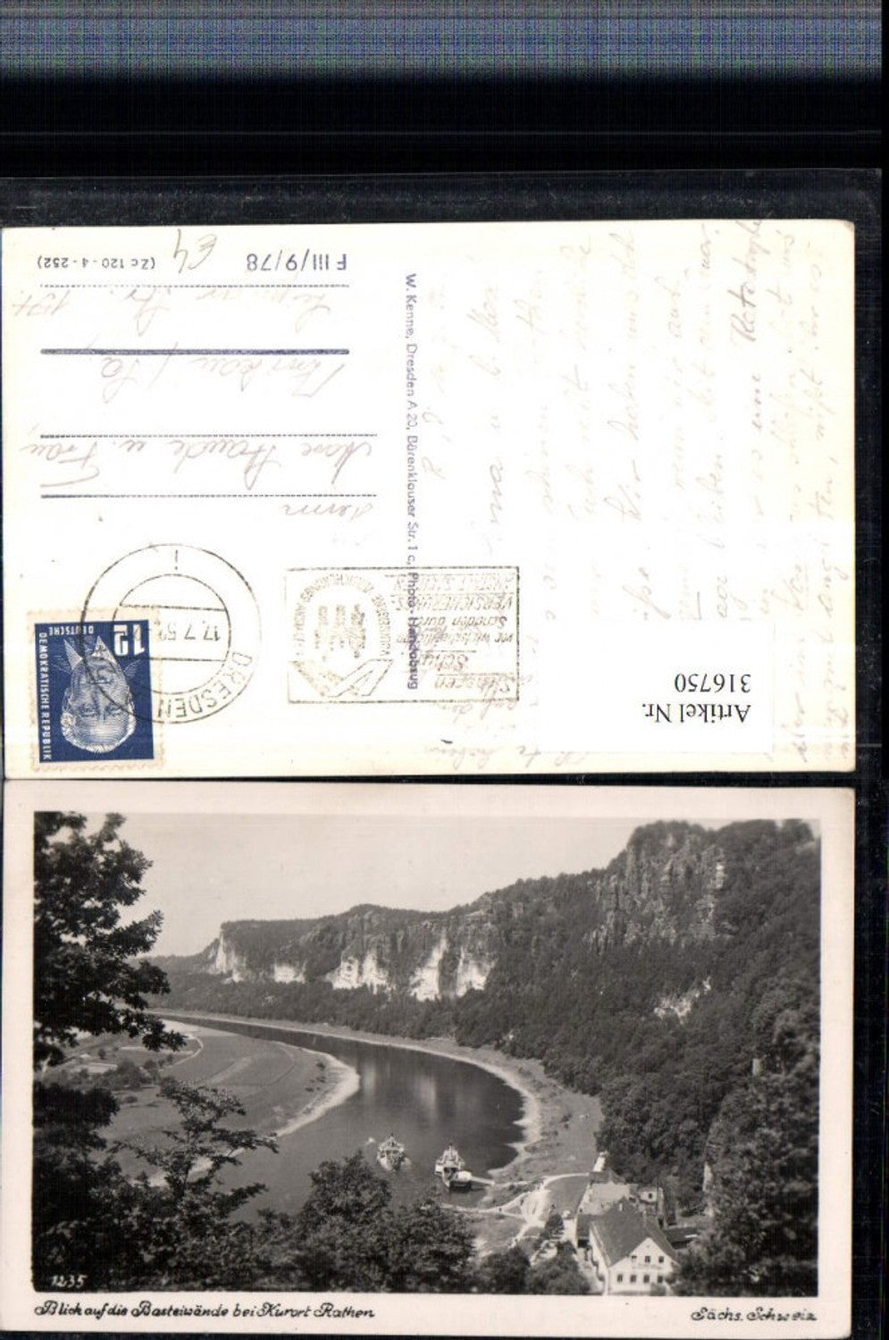 316750, View of the bastion walls near Rathen, steamer