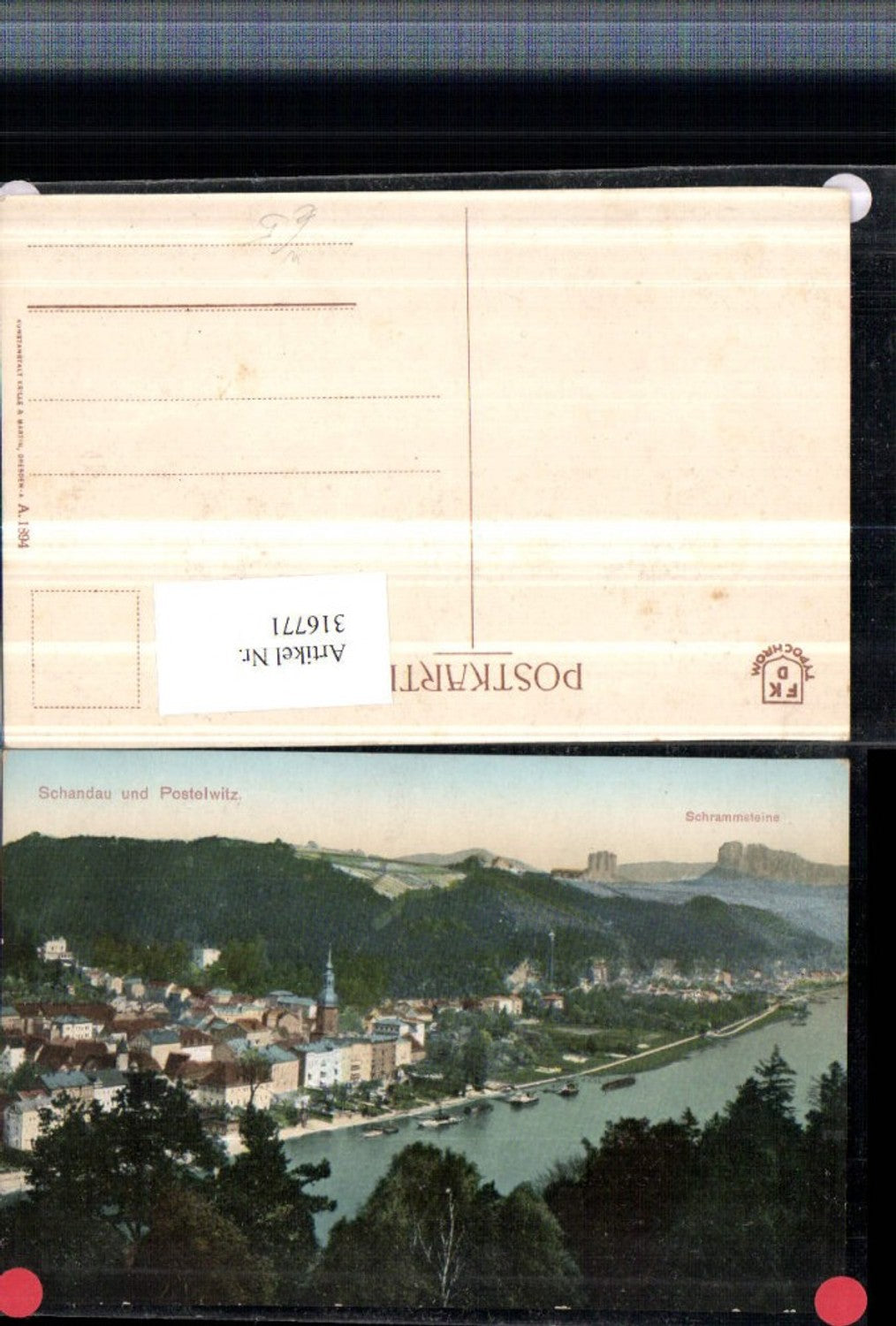 316771, Schandau and Postelwitz, total view with Schrammsteine