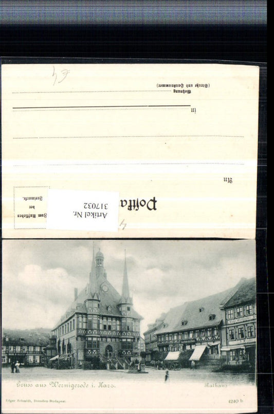 317032, Greetings from Wernigerode in the Harz Mountains, Town Hall Fountain