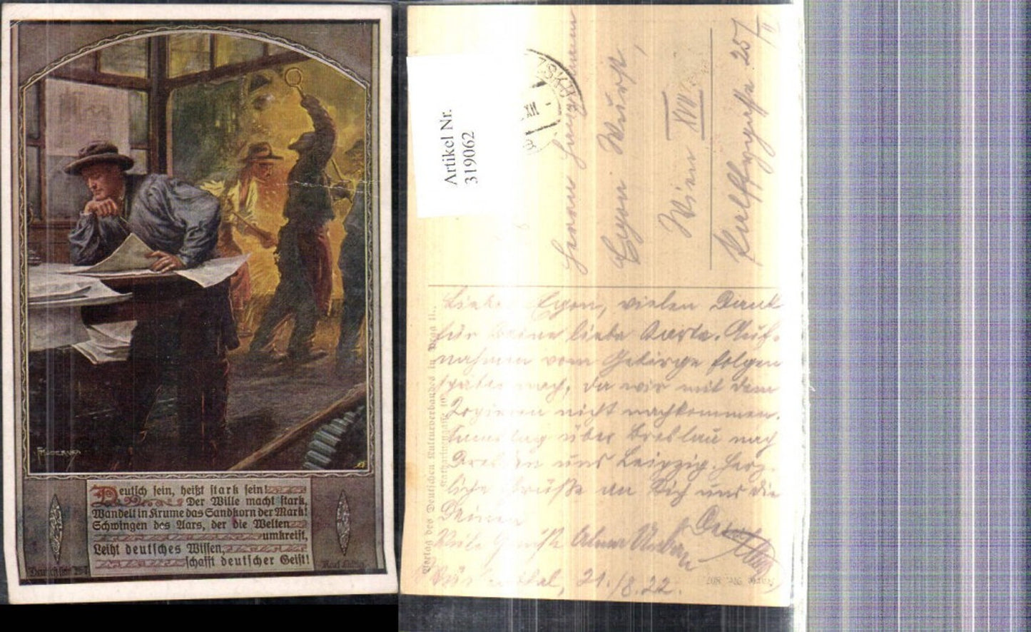 319062,Künstler Ak F. Kuderna Ingenieur Mann m. Zirkel Ofen Arbeiter pub Deutscher Kulturverein