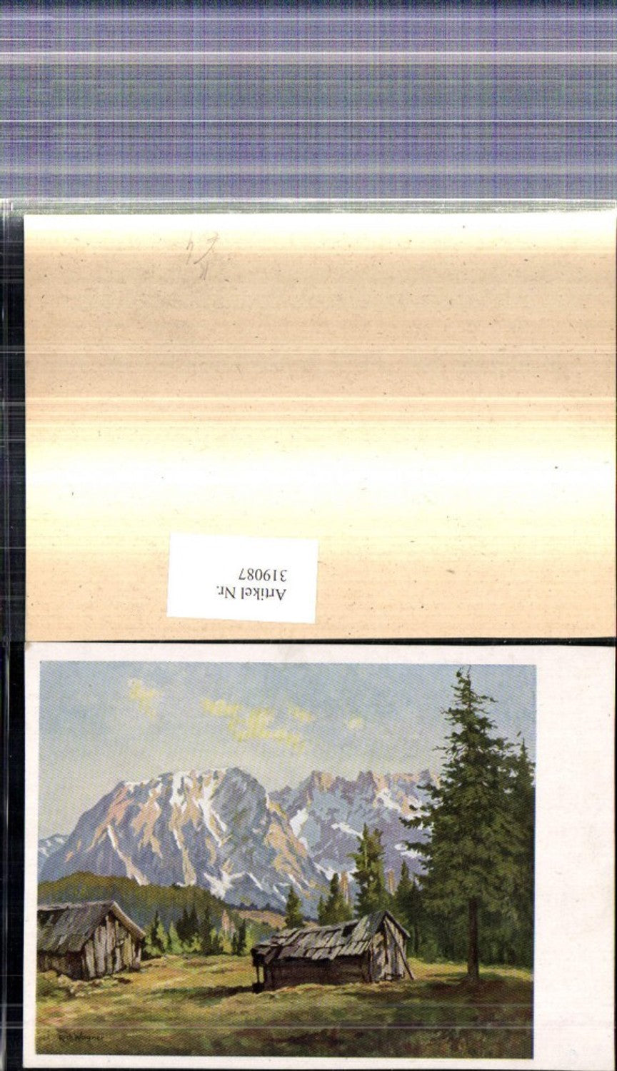 319087,Künstlerkarte Richard Wagner Hütten v. Bergkulisse Landschaft