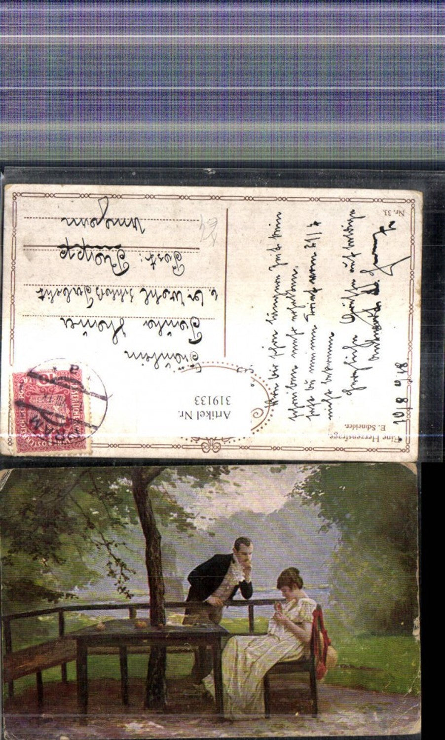 319133,Künstler Ak E. Schneider Eine Herzensfrage Paar Liebe Nähen Handarbeit