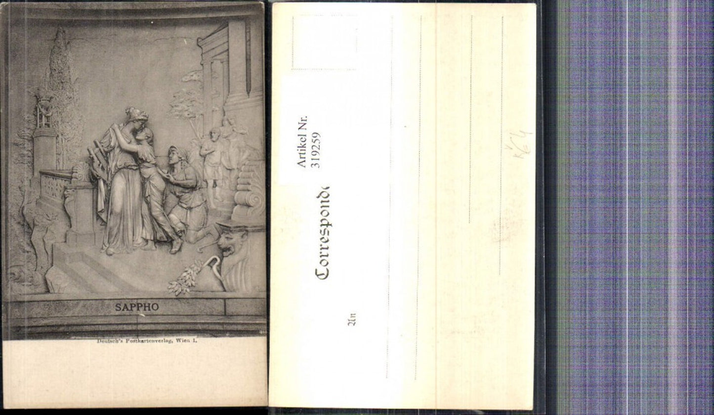 319259,Künstler Ak Sappho Relief Frauen Harfe pub Deutsch