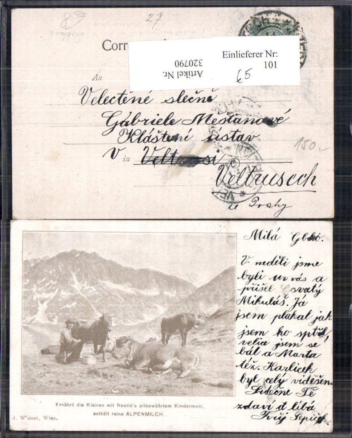 320790, Advertisement Nestle Baby Flour with Alpine Milk Cows Farmer