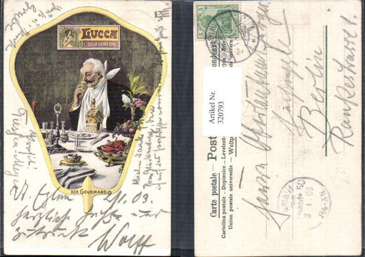 320793, embossing artist AK advertising Lucca Liqueur Extra Fine The Gourmand