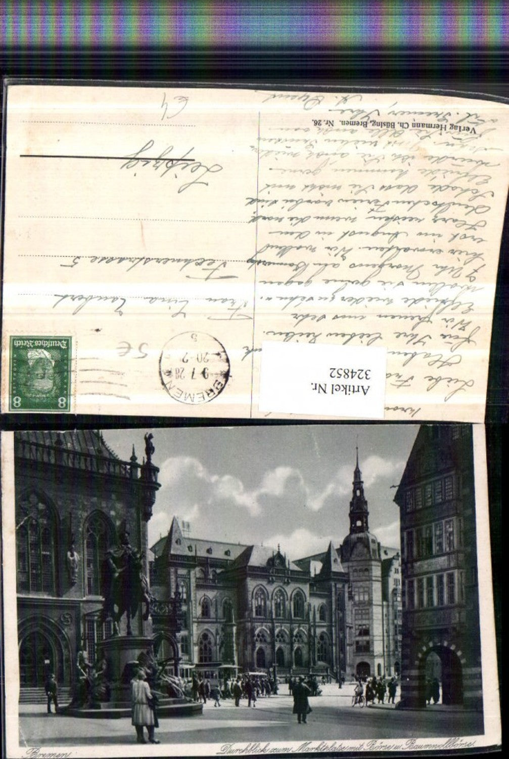 324852, Bremen View towards the market square with stock exchange and cotton exchange Monument