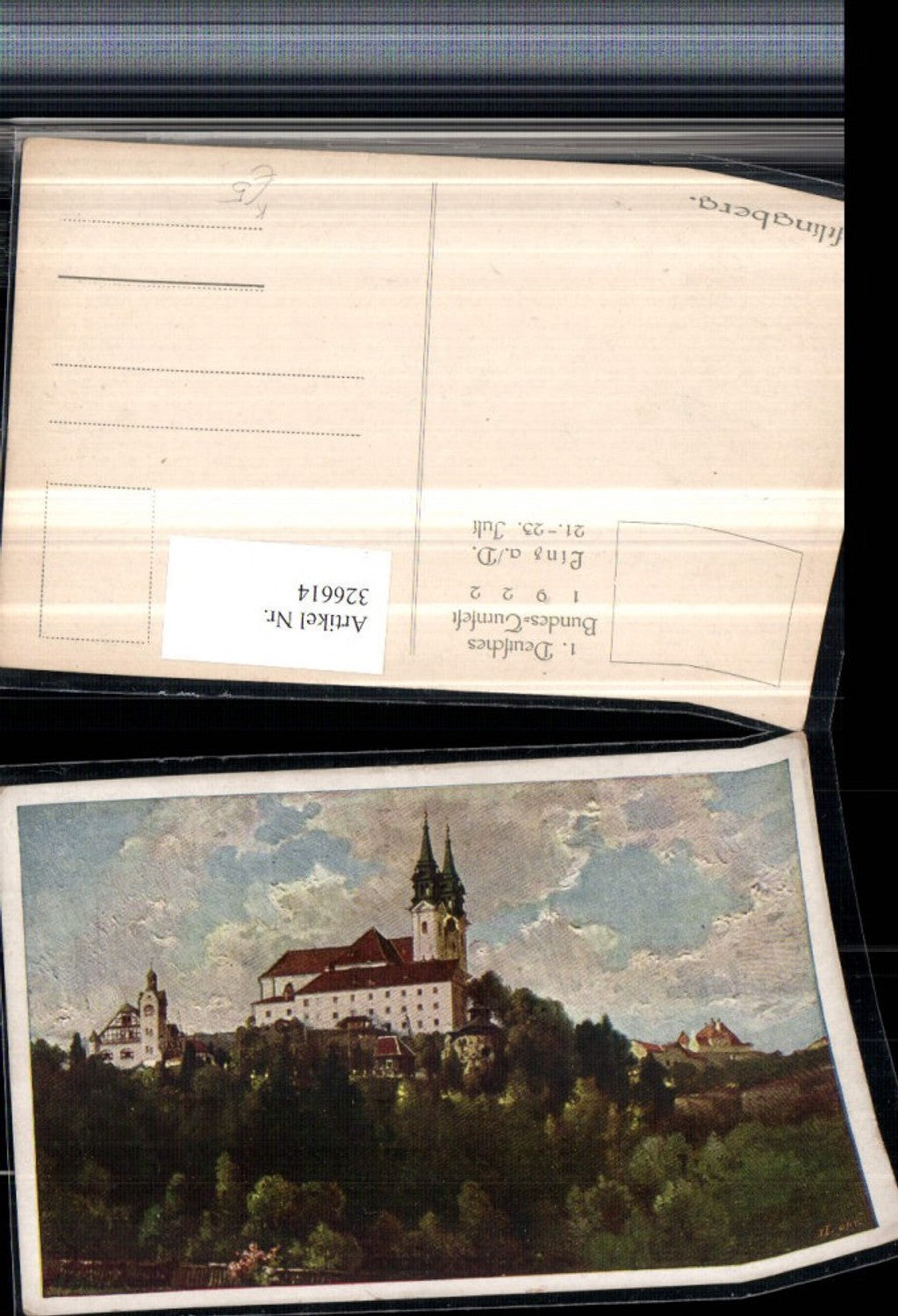 326614, Artist AK Linz on the Danube Pöstlingberg Church