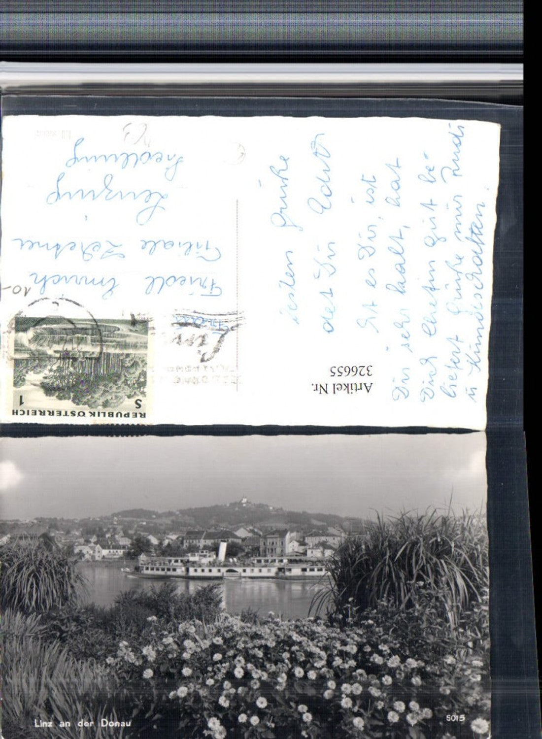 326655, Linz on the Danube, partial view with Pöstlingberg steamer
