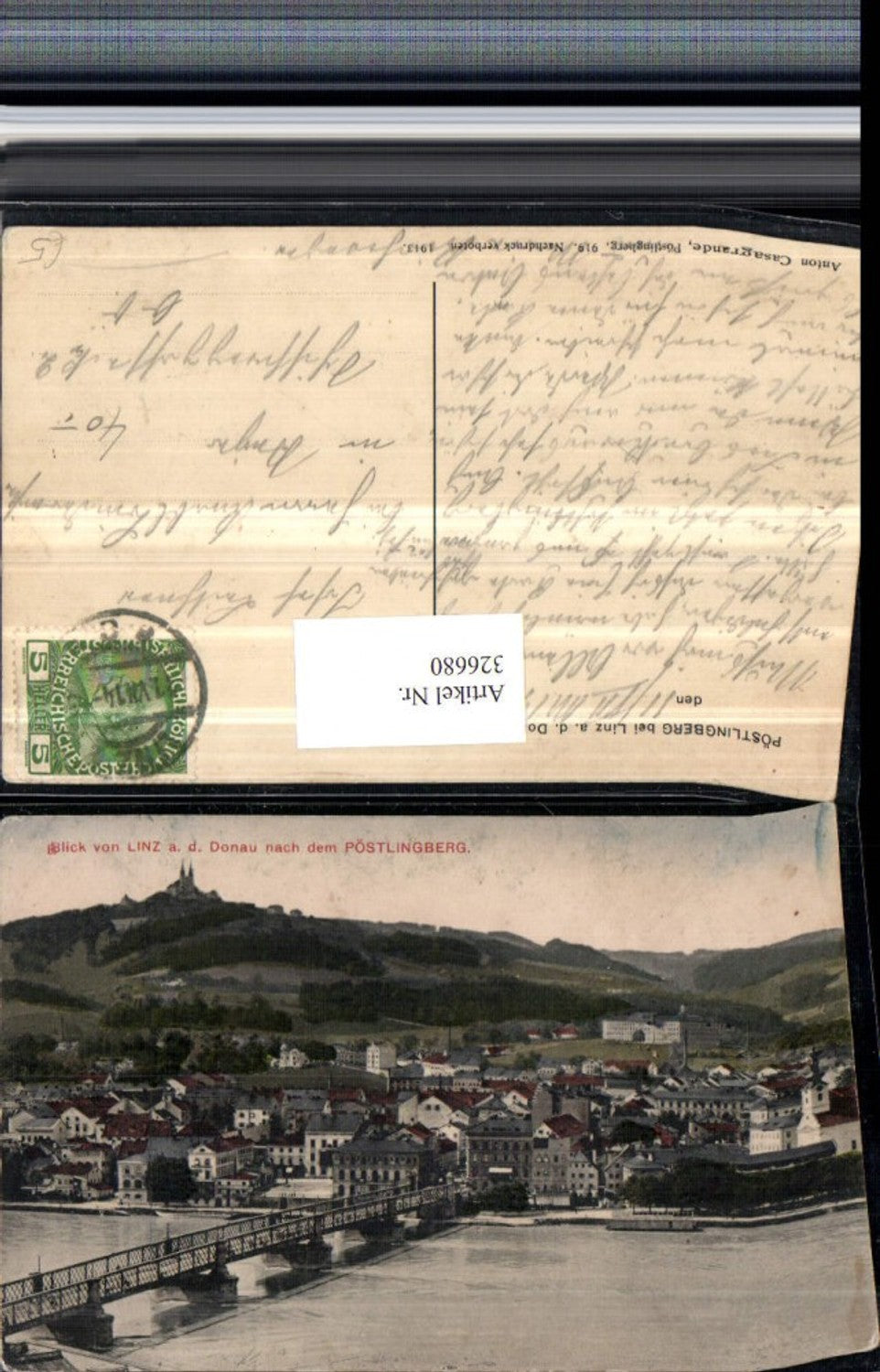 326680, Linz on the Danube, partial view of the bridge with Pöstlingberg