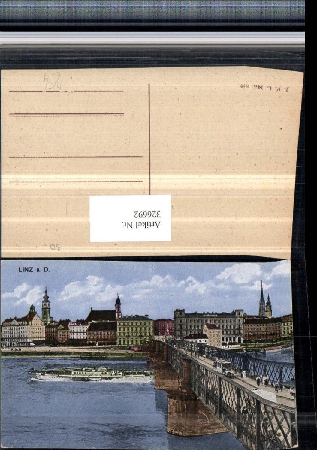 326692, Linz on the Danube, partial view of bridge and ship