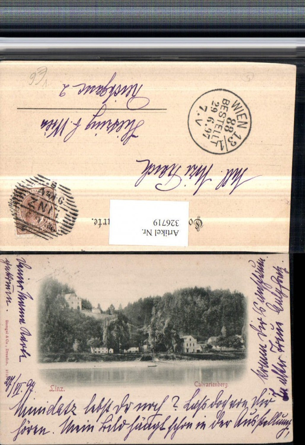 326719, Linz on the Danube, Calvary Church, pub Stengel &amp; Co. 3718