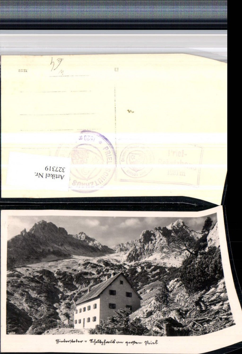 327319, Hinterstoder mountain refuge hut at the Großer Priel mountain backdrop