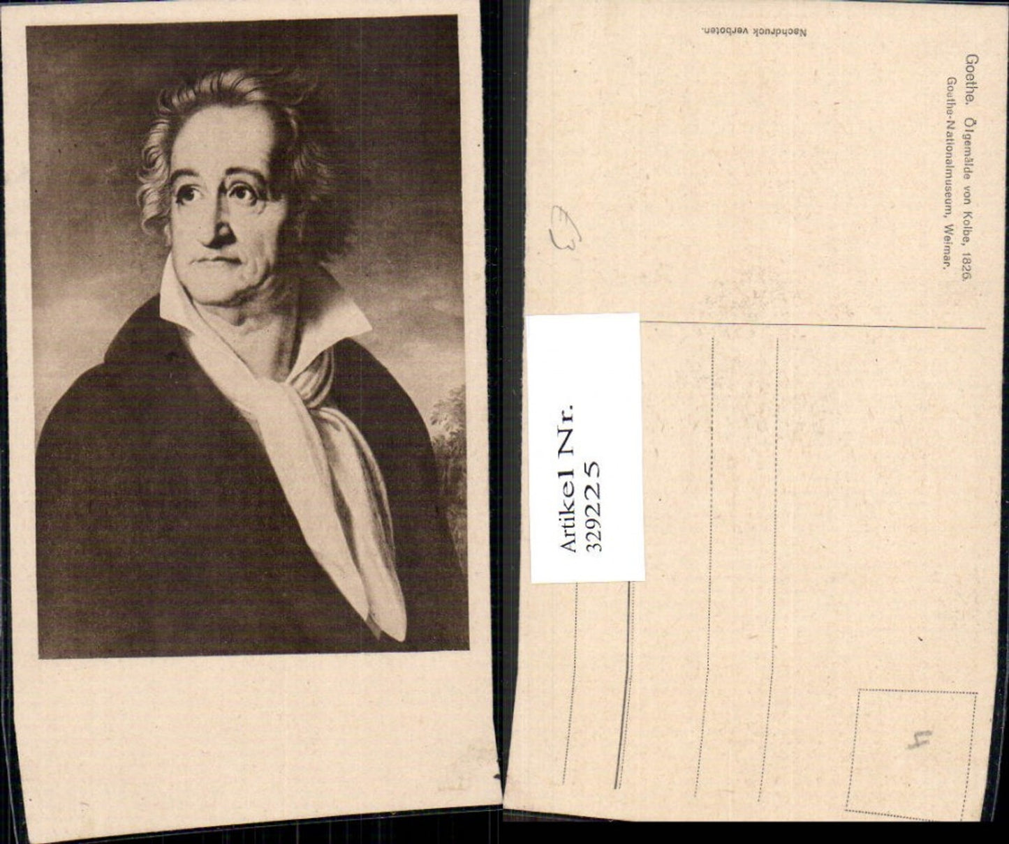 329225, Artist Ak Kolbe Goethe Portrait Art